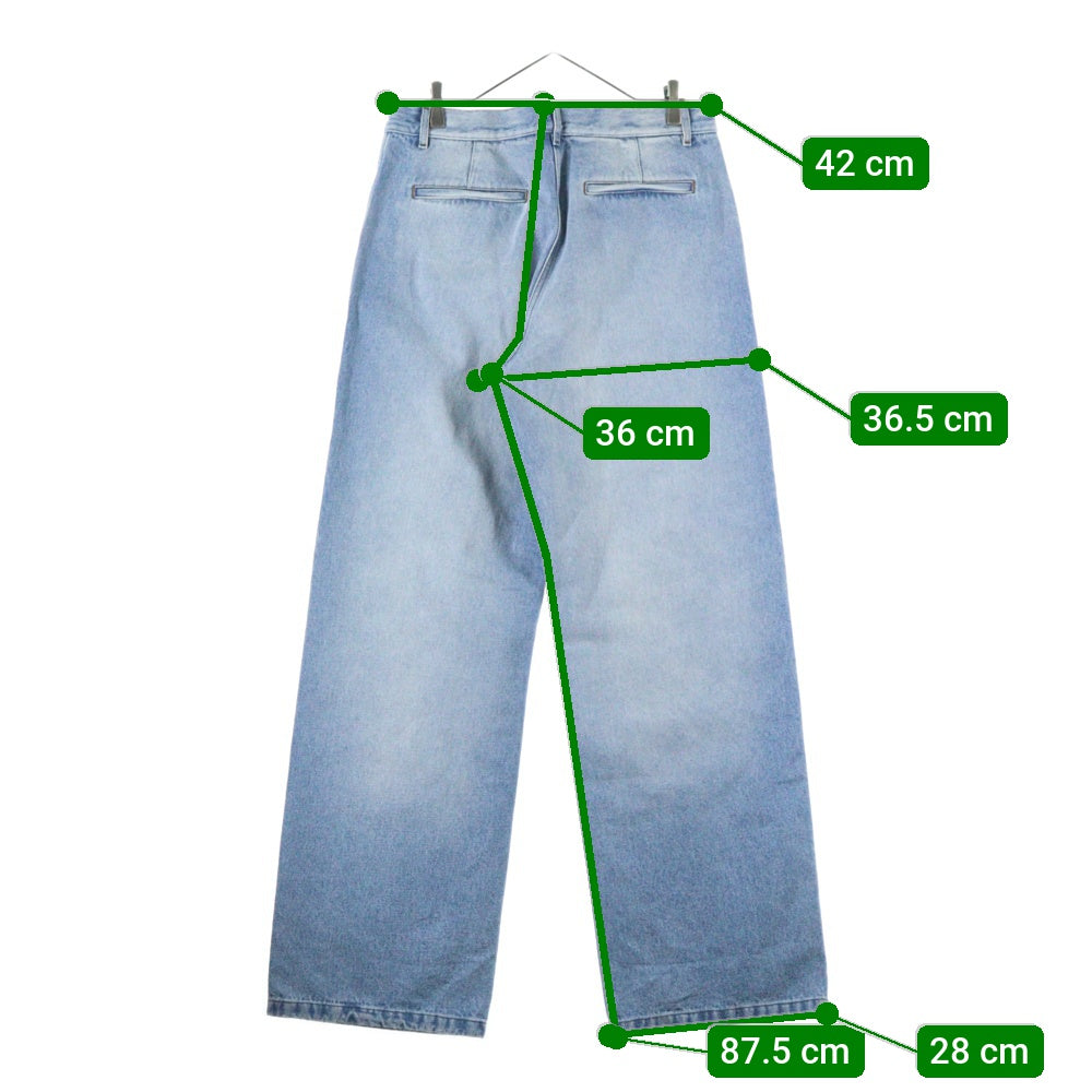 DRIES VAN NOTEN(ドリスヴァンノッテン) ダメージ加工 ジップフライ ワイド デニムパンツ インディゴ 242-010923-9391