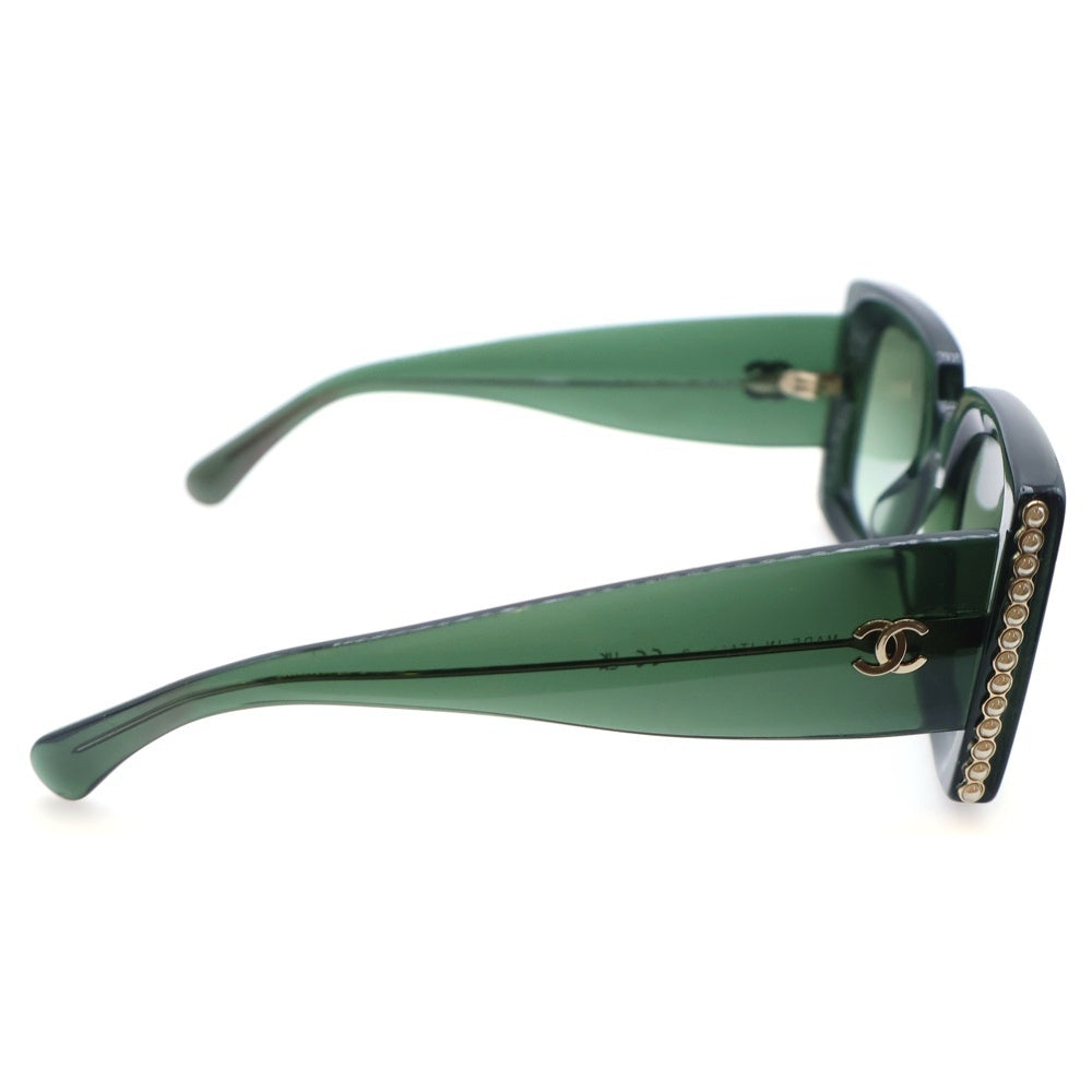 CHANEL(シャネル) ココマーク サイドパール装飾 カラーレンズ レクタングル スクエア シェイプ サングラス アイウェア メガネ 眼鏡 グリーン 5480-H-A レディース