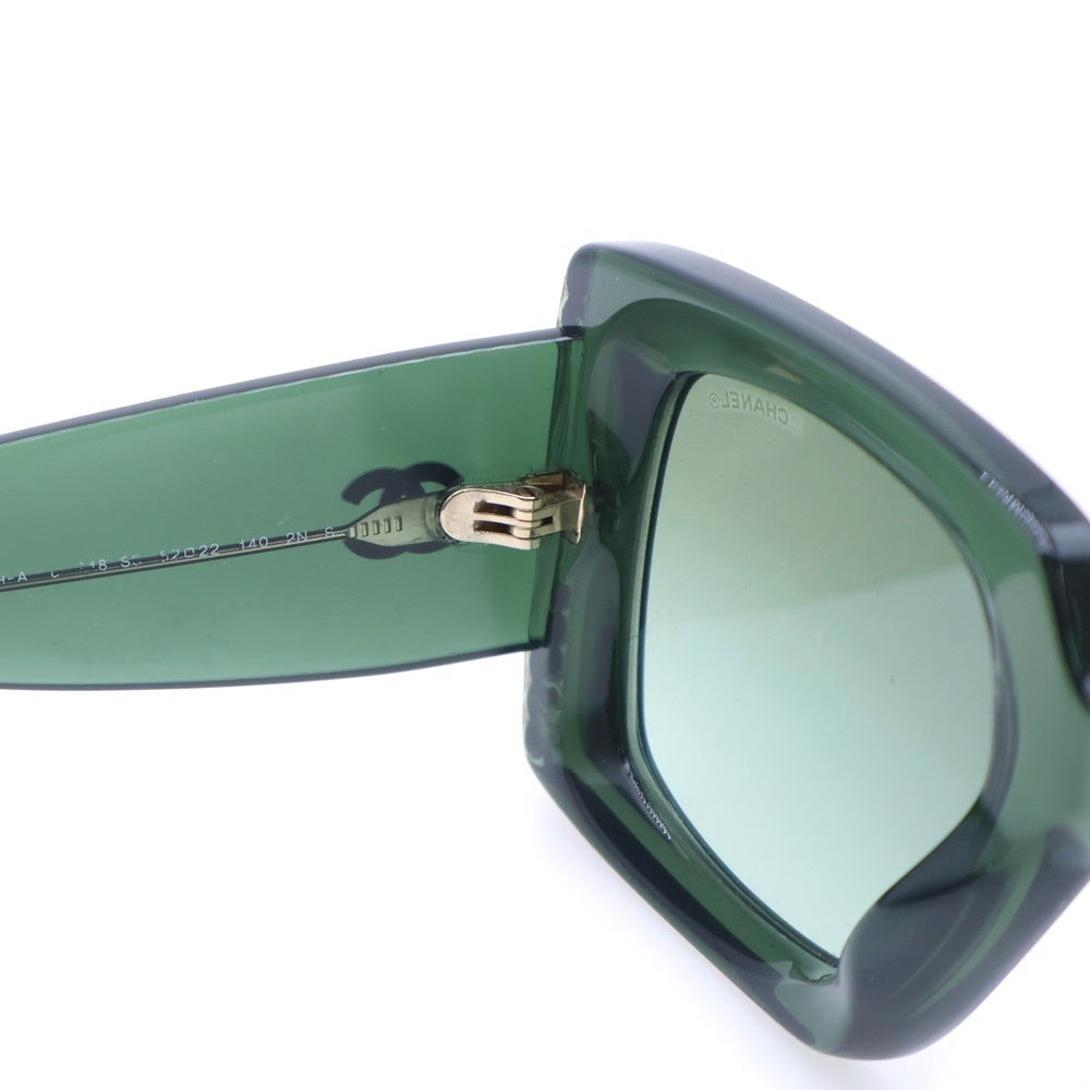 CHANEL(シャネル) ココマーク サイドパール装飾 カラーレンズ レクタングル スクエア シェイプ サングラス アイウェア メガネ 眼鏡 グリーン 5480-H-A レディース