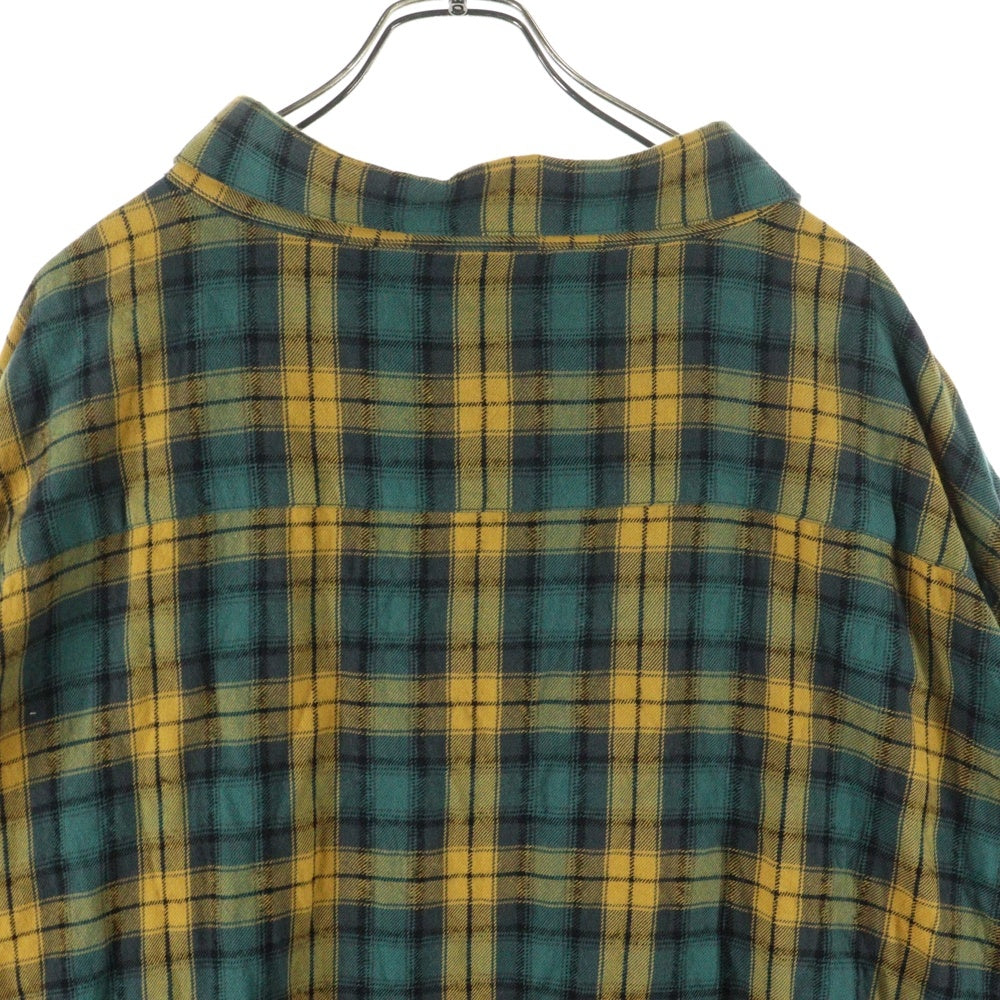 KIDILL(キディル) 24AW PUNK LETTER SHIRT フェイクファーパンクレター チェック オーバーサイズ 長袖シャツ イエロー KL867
