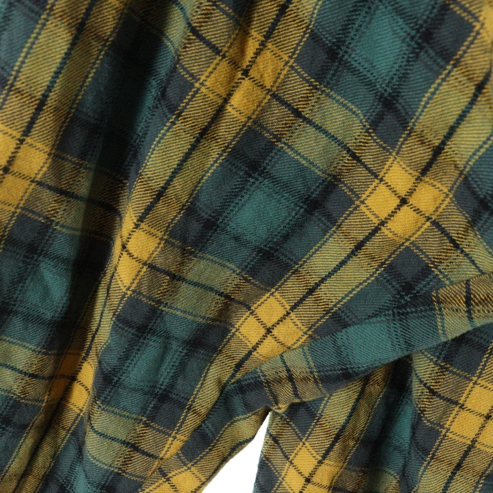 KIDILL(キディル) 24AW PUNK LETTER SHIRT フェイクファーパンクレター チェック オーバーサイズ 長袖シャツ イエロー KL867