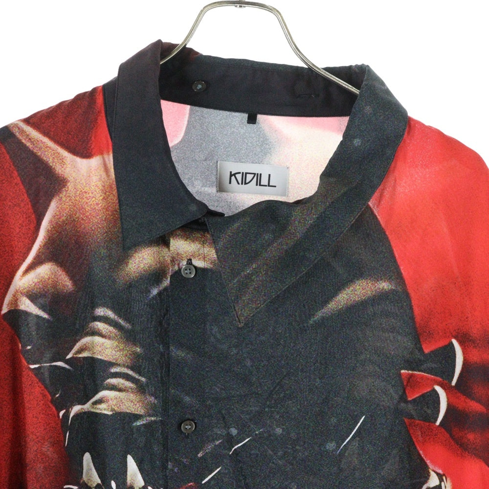 KIDILL(キディル) 25SS OVERSIZED SHIRT キュプラ オーバーサイズ 長袖シャツ ブラック/レッド KL930
