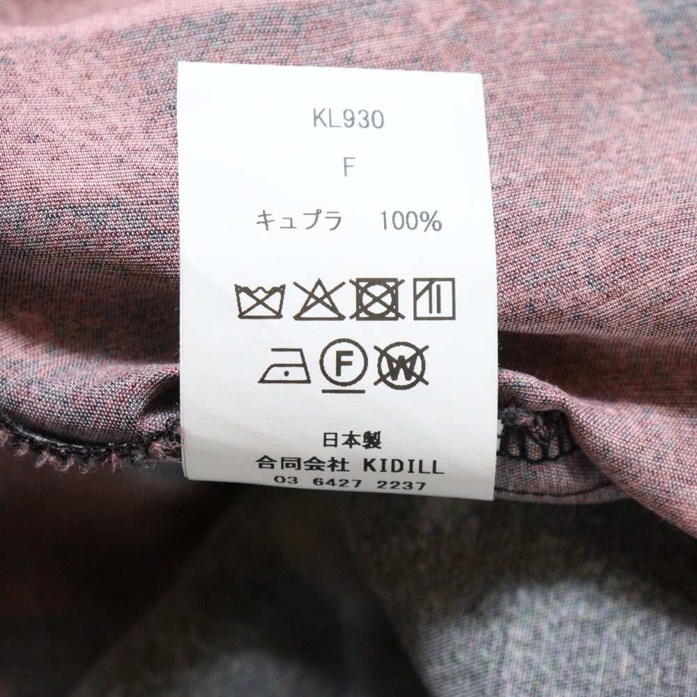 KIDILL(キディル) 25SS OVERSIZED SHIRT キュプラ オーバーサイズ 長袖シャツ ブラック/レッド KL930