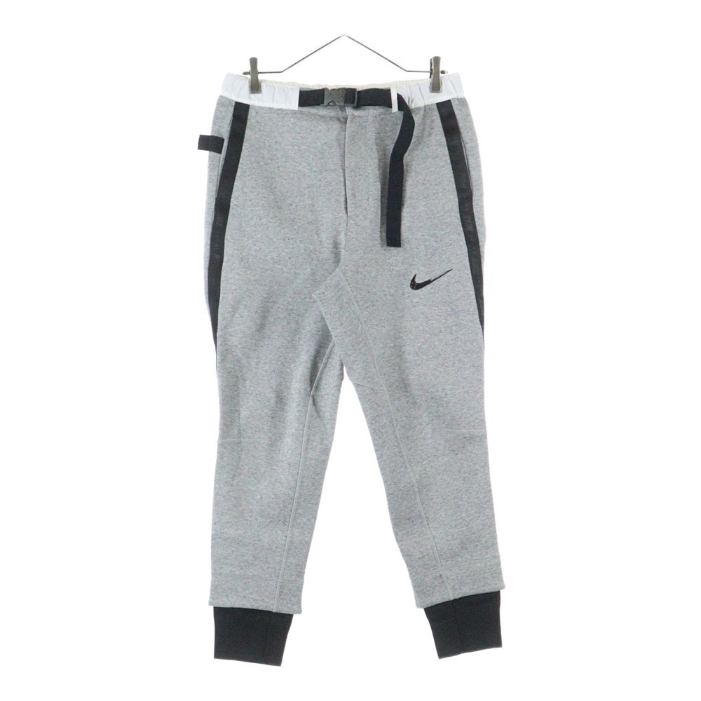 NIKE(ナイキ) 20AW ×sacai FLEECE PANTS サカイ ナイロン切替 ウエストベルト フリース スウェットパンツ グレー CZ4698