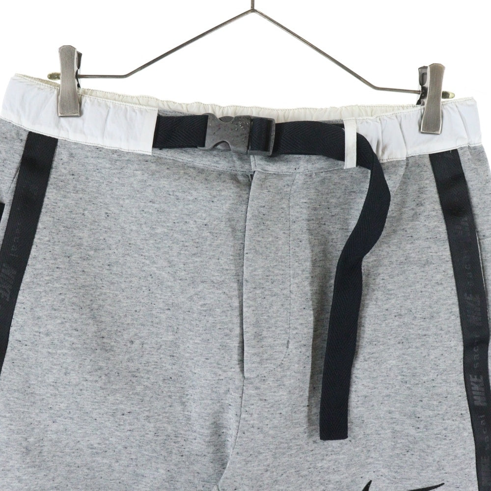 NIKE(ナイキ) 20AW ×sacai FLEECE PANTS サカイ ナイロン切替 ウエストベルト フリース スウェットパンツ グレー CZ4698