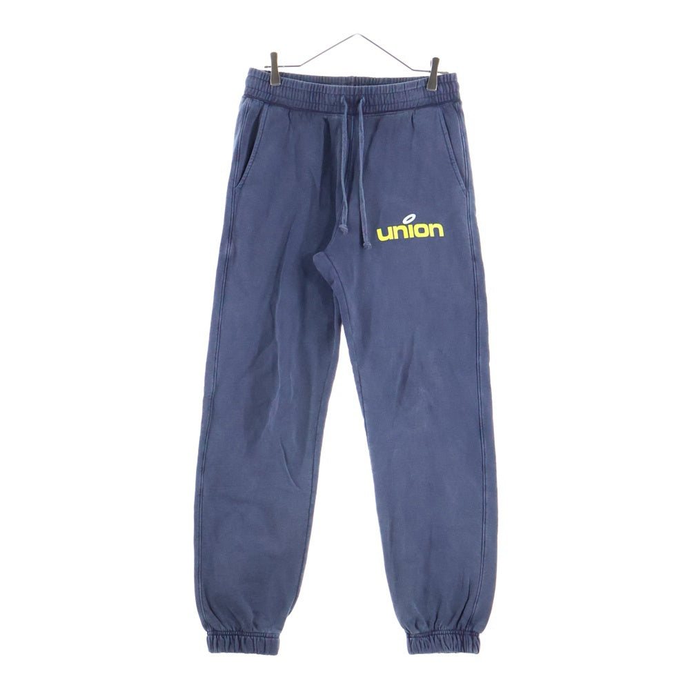UNION(ユニオン) ロゴプリント ウォッシュ加工 スウェットパンツ ネイビー