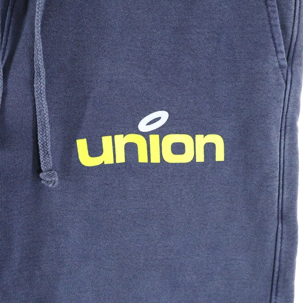 UNION(ユニオン) ロゴプリント ウォッシュ加工 スウェットパンツ ネイビー
