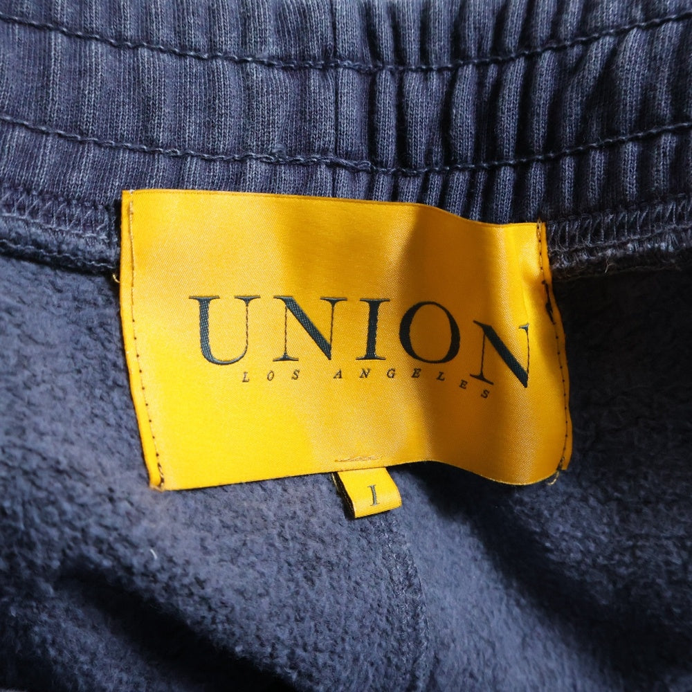 UNION(ユニオン) ロゴプリント ウォッシュ加工 スウェットパンツ ネイビー