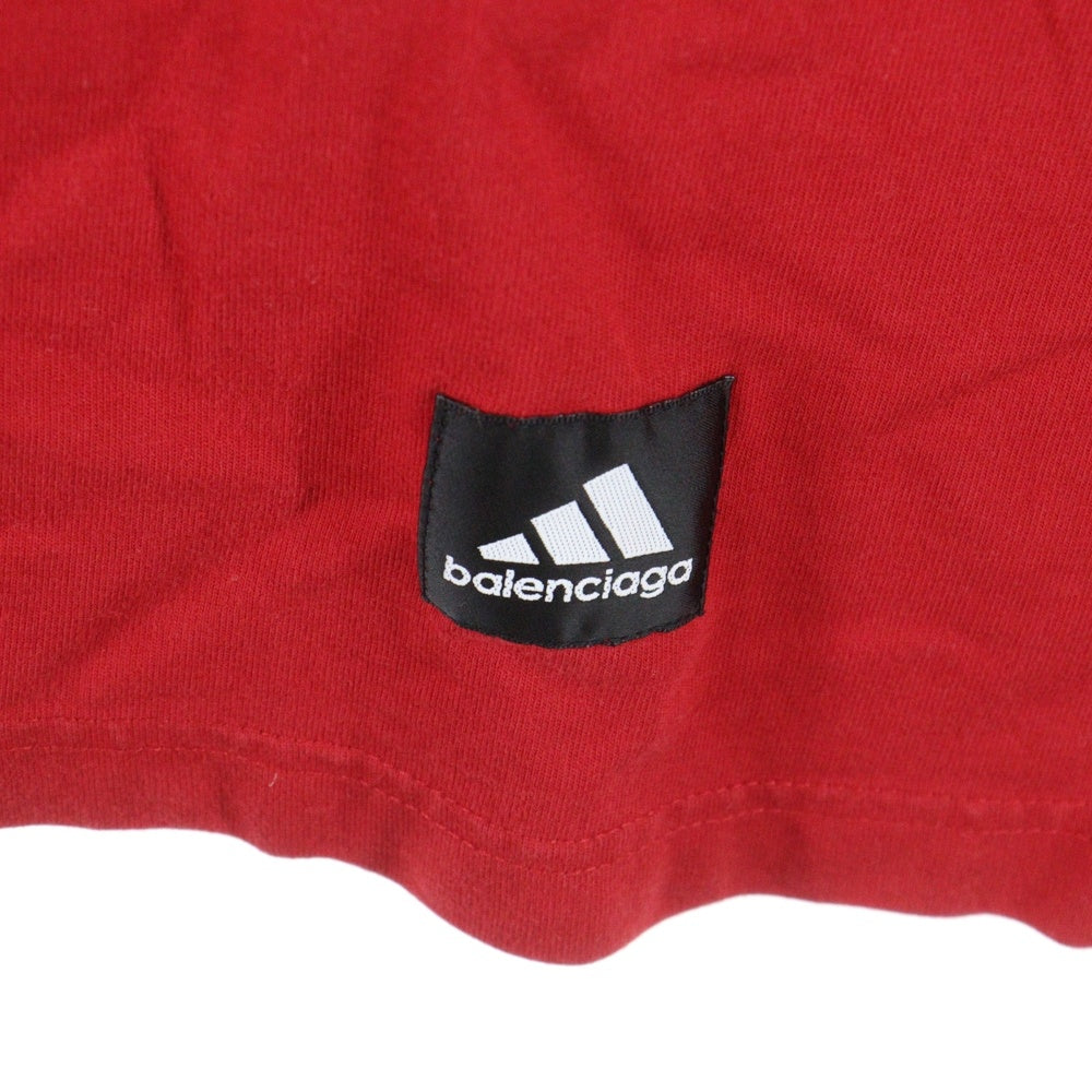 BALENCIAGA(バレンシアガ) 23SS ×adidas アディダス ロゴプリント オーバーサイズド 半袖Tシャツ レッド 712398 TNVA6