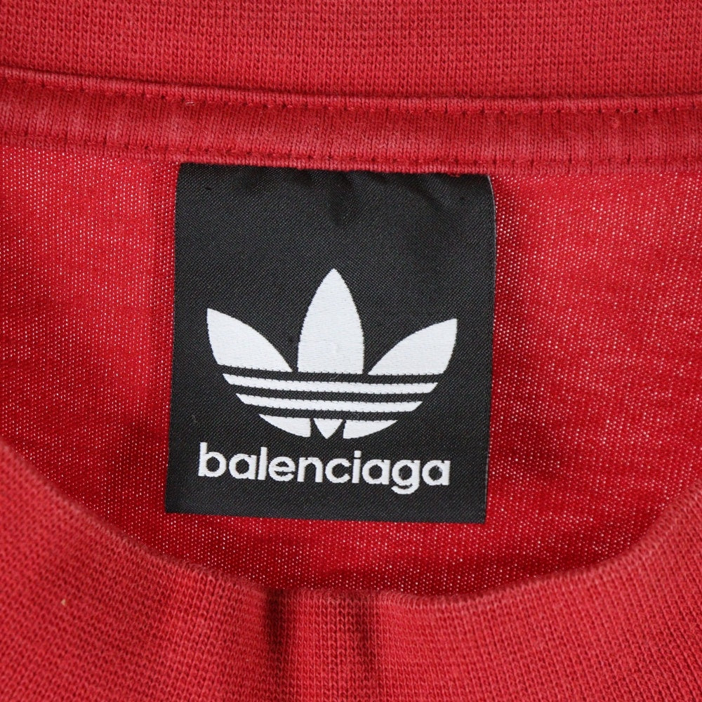 BALENCIAGA(バレンシアガ) 23SS ×adidas アディダス ロゴプリント オーバーサイズド 半袖Tシャツ レッド 712398 TNVA6