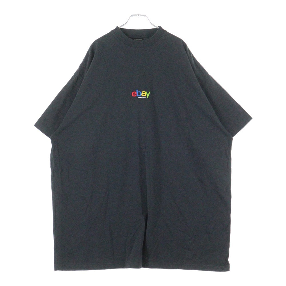 BALENCIAGA(バレンシアガ) ×ebay イーベイ ロゴ刺繍 クルーネック 半袖Tシャツ カットソー ブラック 787349 TRVE8