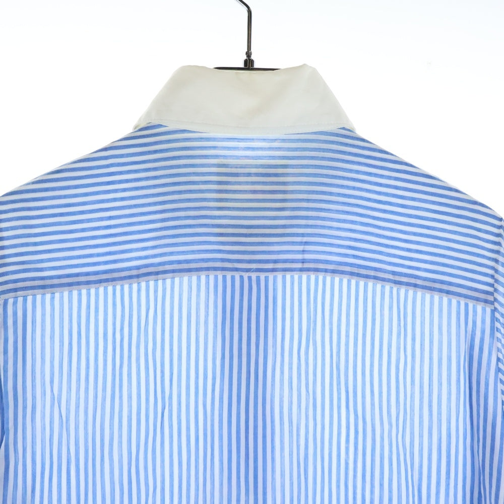 YOHJI YAMAMOTO REGULATION(ヨウジヤマモト レギュレーション) ストライプ ロングスリーブ長袖シャツ ホワイト/ブルー FJ-D52-805 レディース