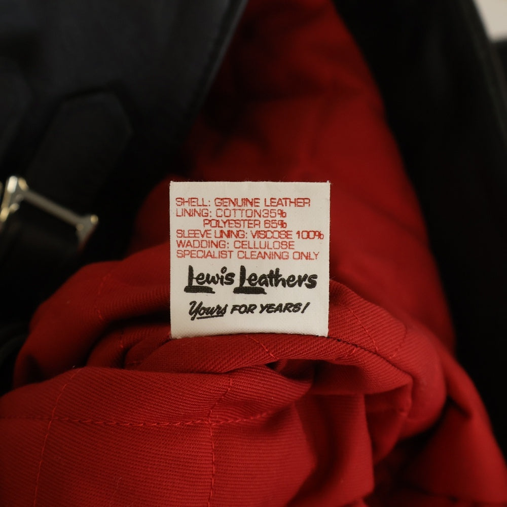 Lewis Leathers(ルイスレザー) LIGHTNING TIGHT FIT COW HIDE ライトニング タイトフィット キルティング レザー ラダブルイダースジャケット ブラック/レッド 391T
