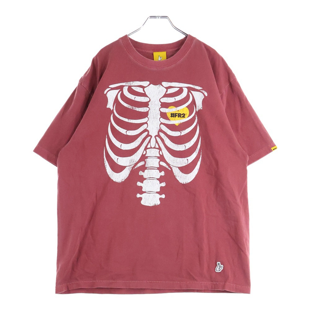 FR2(エフアールツー) BONE GARMENT DYE T-SHIRT ボーンプリント クルーネック半袖Tシャツ カットソー レッド