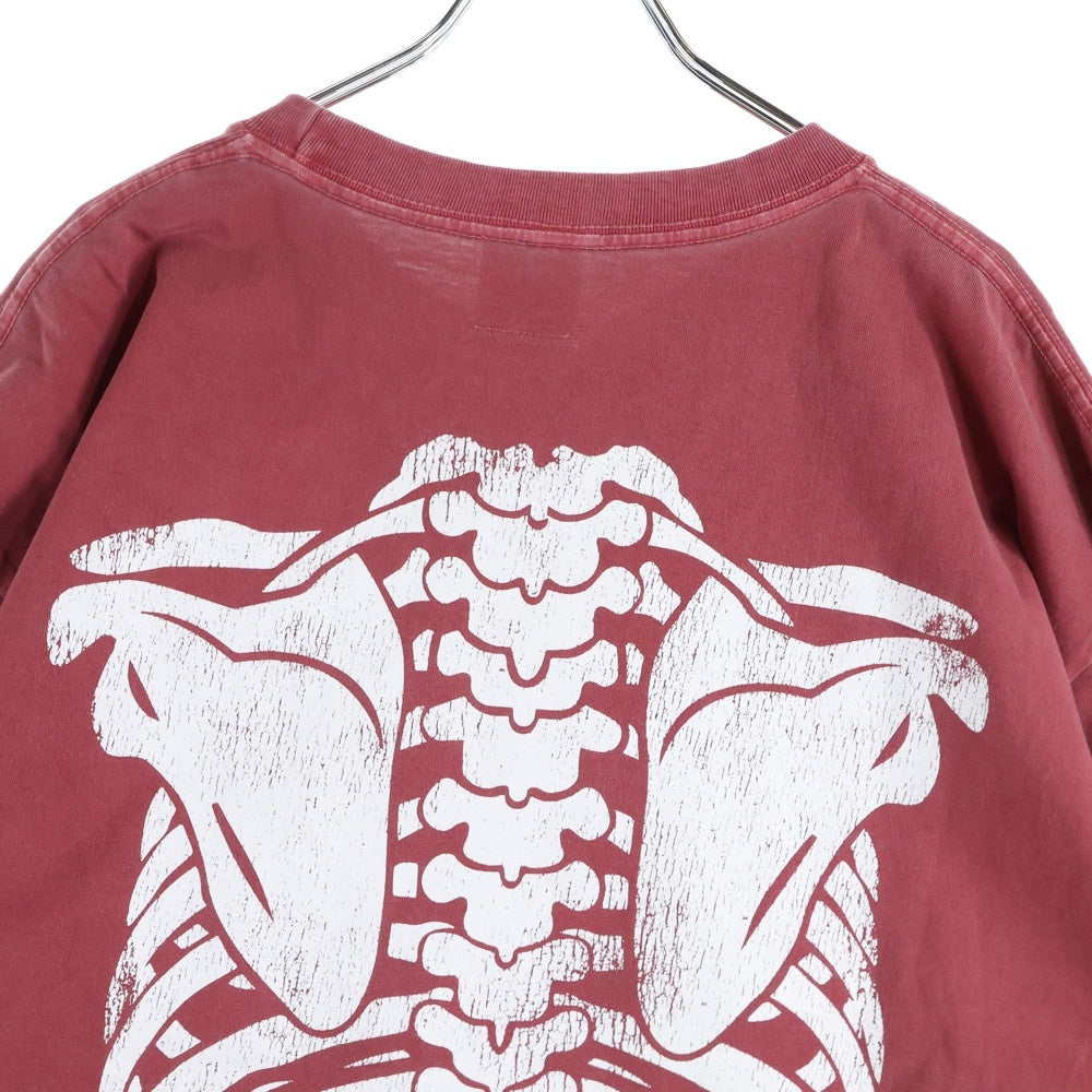 FR2(エフアールツー) BONE GARMENT DYE T-SHIRT ボーンプリント クルーネック半袖Tシャツ カットソー レッド