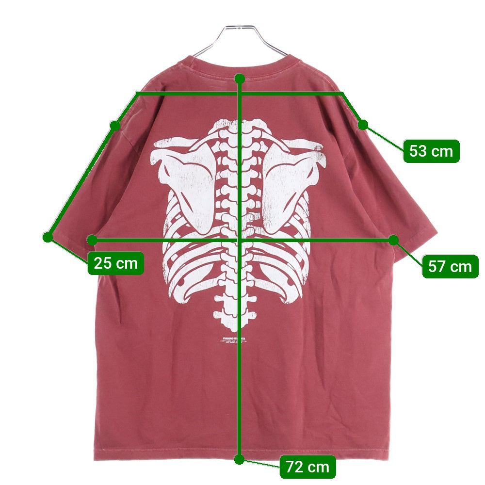 FR2(エフアールツー) BONE GARMENT DYE T-SHIRT ボーンプリント クルーネック半袖Tシャツ カットソー レッド