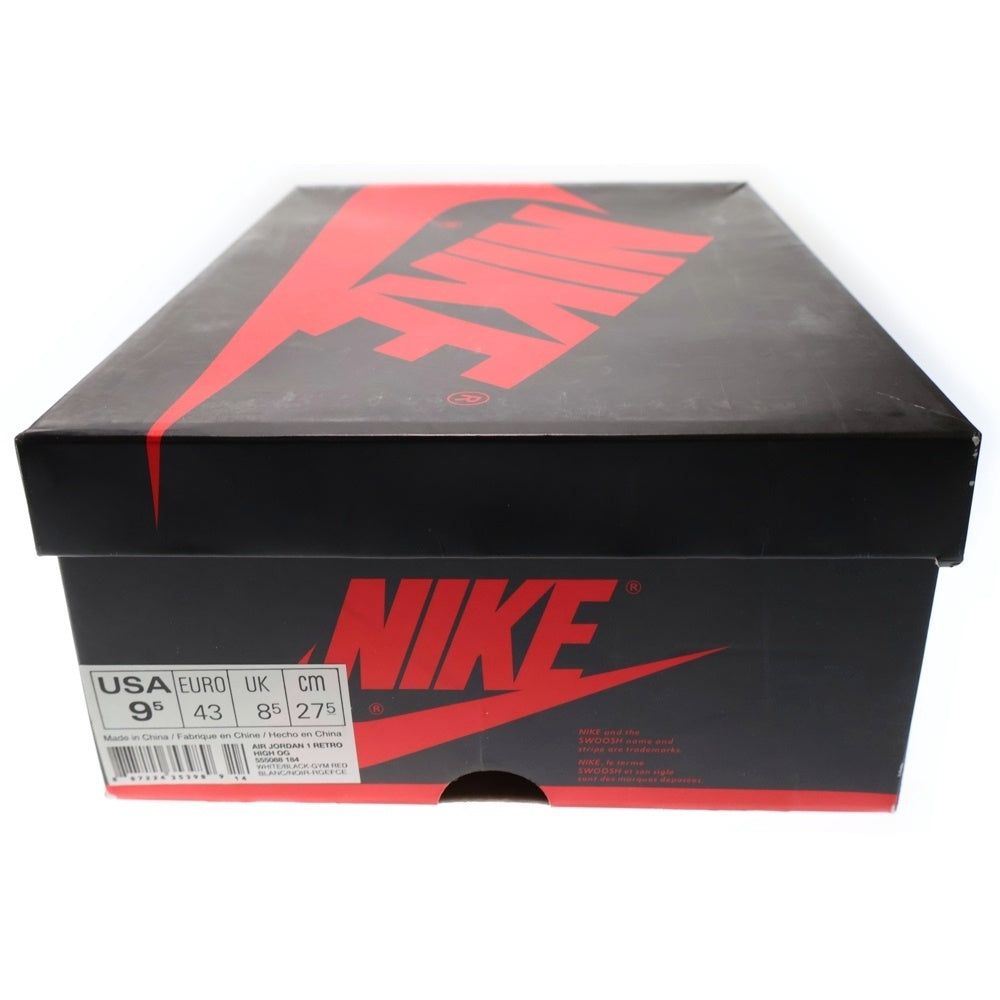 NIKE(ナイキ) 【観賞用 2013年製】 AIR JORDAN1 RETRO HIGH OG エアジョーダン1 ハイカットスニーカー つま黒 ブラック/レッド/ホワイト US9.5/27.5cm 555088-184