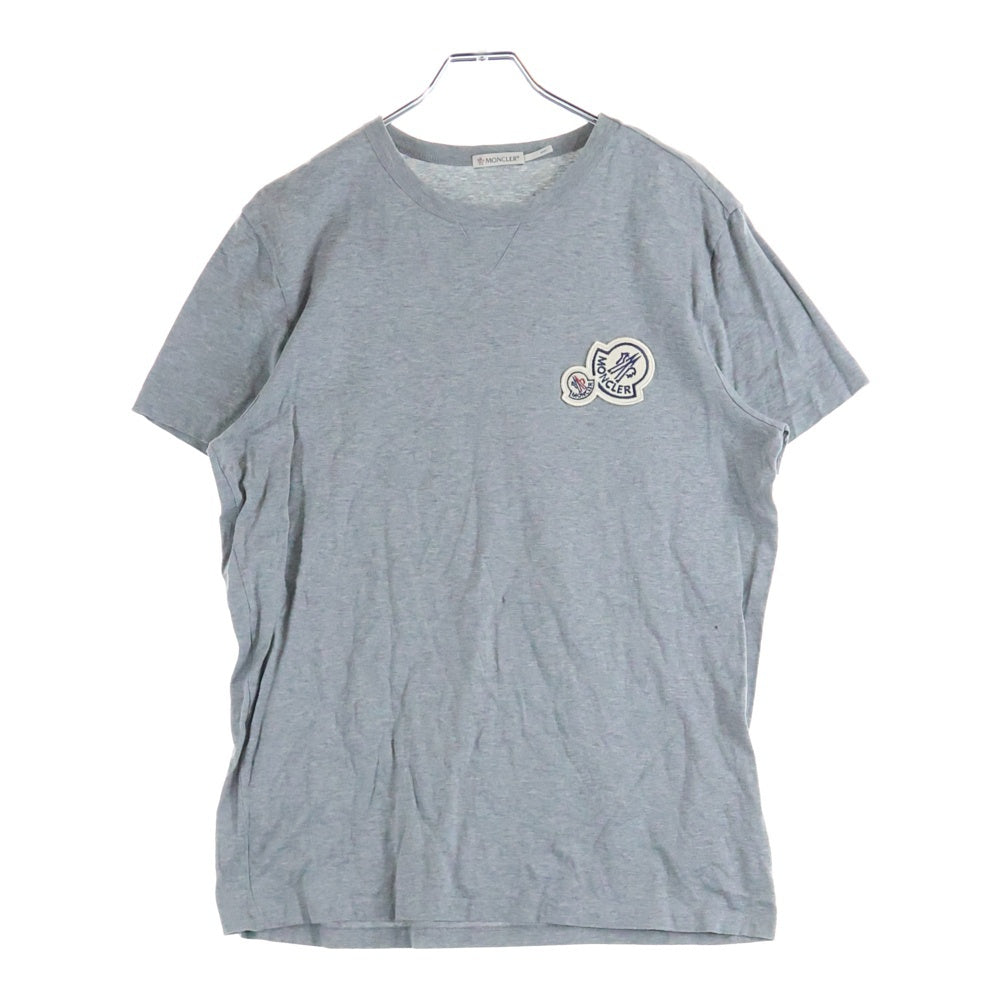 激安 アウトレット 店舗 MONCLER グレー Tシャツ ダブルワッペン