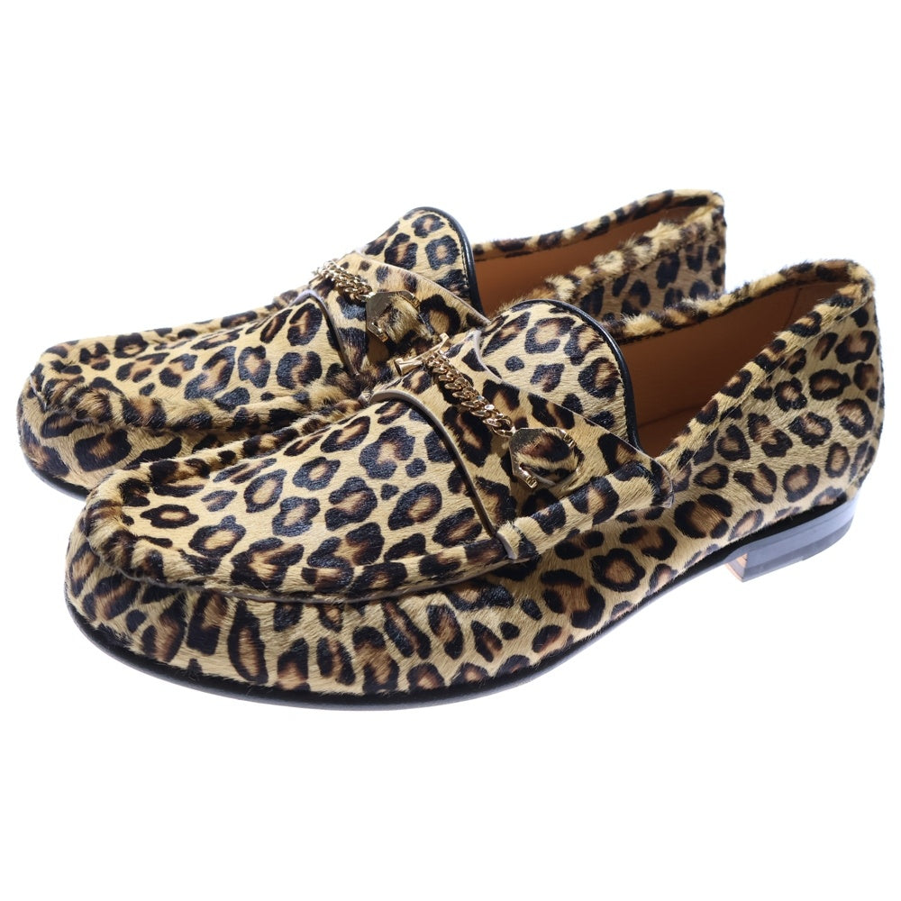 NO BRAND(ノーブランド) hyusto / ヒュースト MICK レオパード ハラコ ローファー シューズ ベージュ