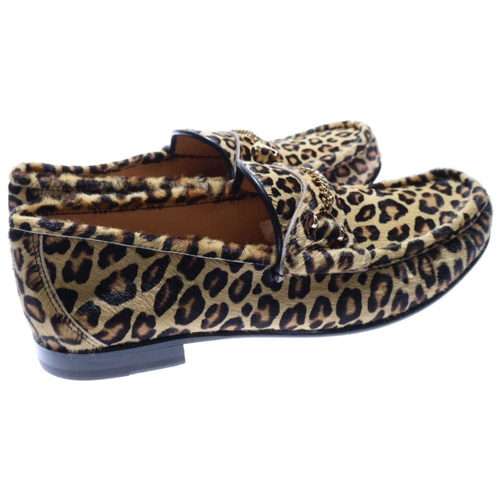 NO BRAND(ノーブランド) hyusto / ヒュースト MICK レオパード ハラコ ローファー シューズ ベージュ