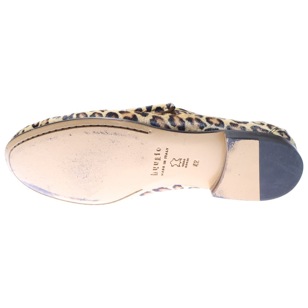 NO BRAND(ノーブランド) hyusto / ヒュースト MICK レオパード ハラコ ローファー シューズ ベージュ