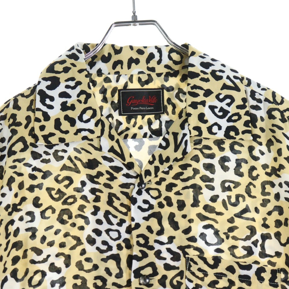 GANGSTERVILLE(ギャングスタービル) 23SS RISE ABOVE S/S SHIRTS レオパード オープンカラー 半袖シャツ ベージュ GSV-23-SS-13