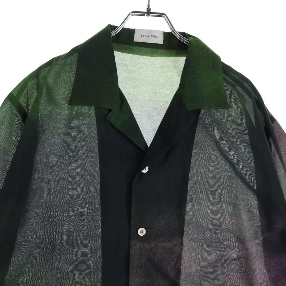 BED J.W. FORD(ベッドフォード) 22SS Open Collar Half Sleeve IWAMOTO Blouse オープンカラー 半袖シャツ グリーン 22SS-B-BL08