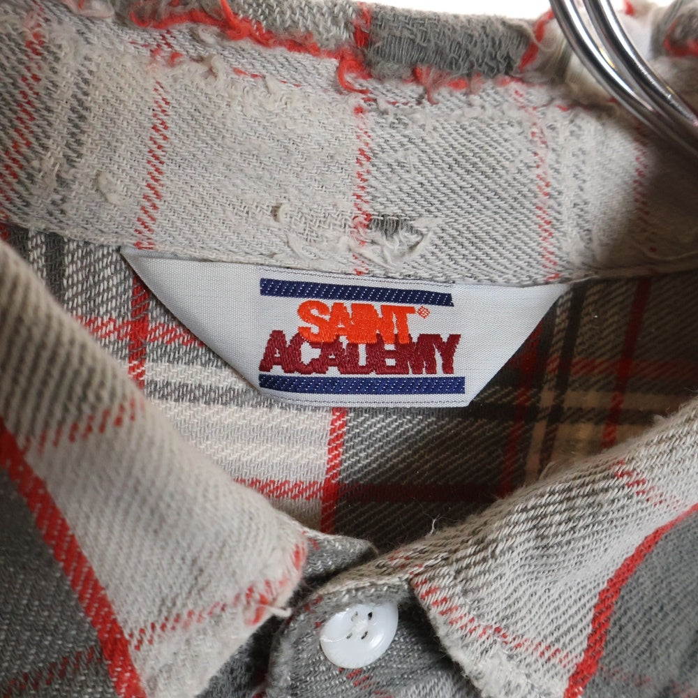 SAINT MICHAEL(セントマイケル) 22AW ×SHERMER ACADEMY FRANNEL SHIRT RED シャーマーアカデミー フランネル 長袖シャツ グレー/レッド SM-A22-0000-060