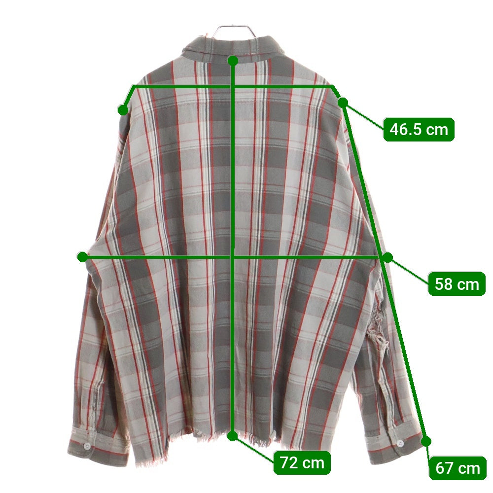 SAINT MICHAEL(セントマイケル) 22AW ×SHERMER ACADEMY FRANNEL SHIRT RED シャーマーアカデミー フランネル 長袖シャツ グレー/レッド SM-A22-0000-060