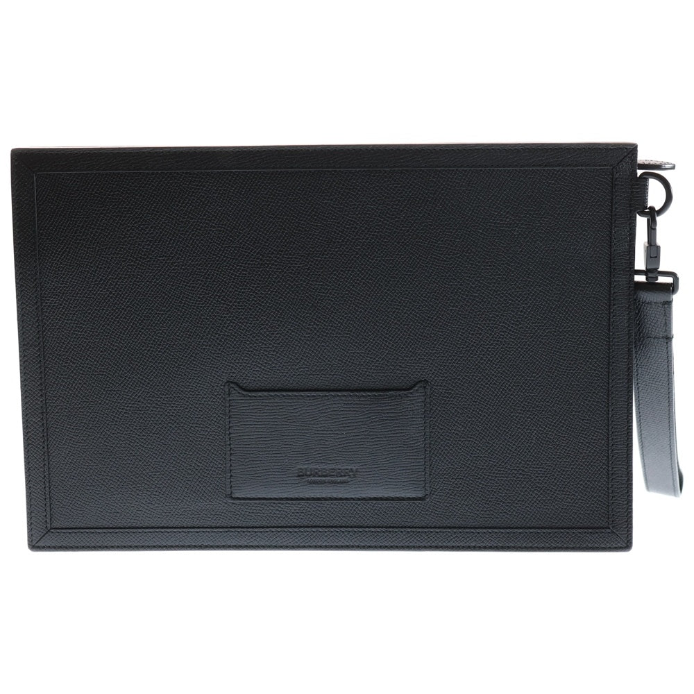 BURBERRY LONDON(バーバリーロンドン) 23SS ラビットロゴ エンボス レザー クラッチバッグ ブラック