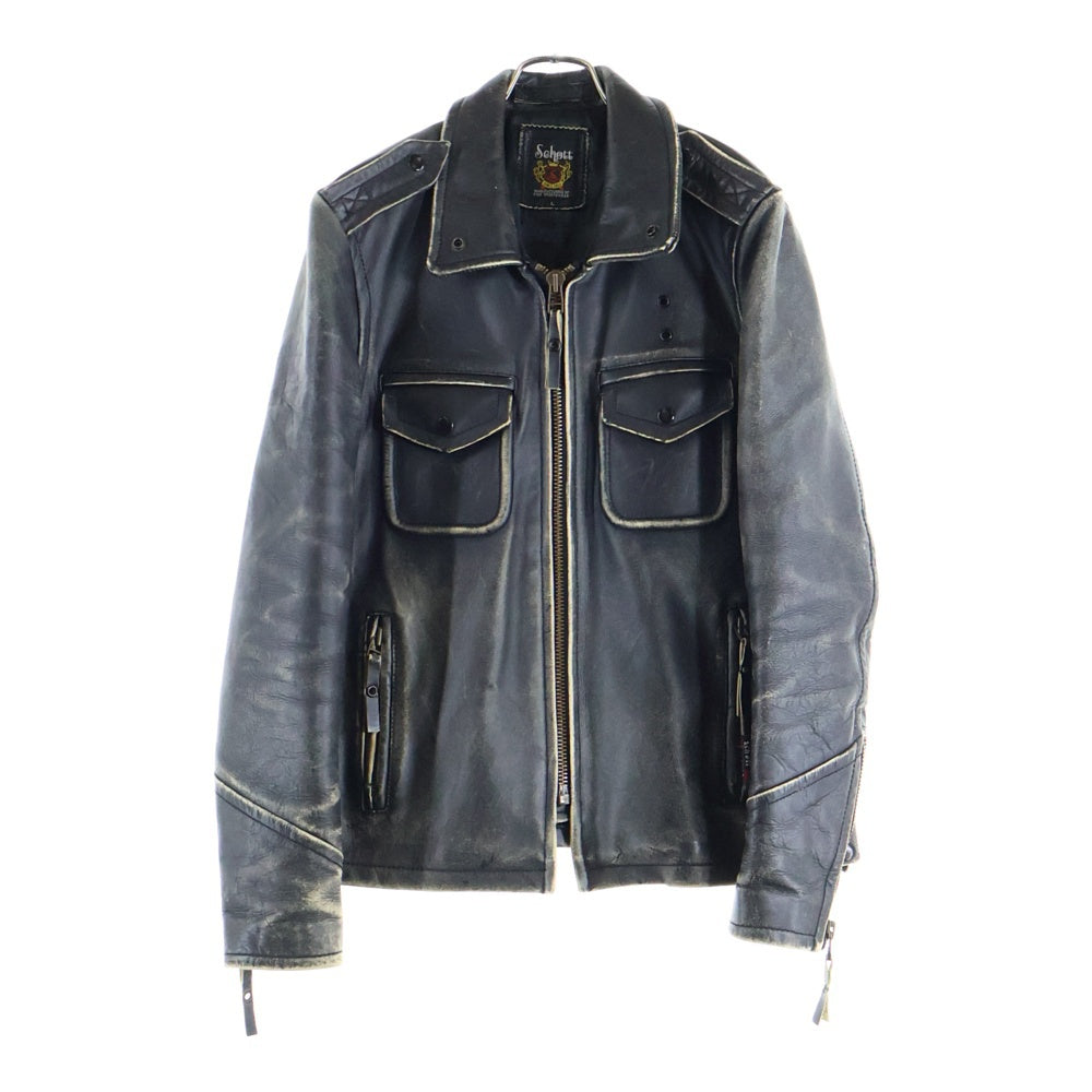 SCHOTT(ショット) ポリスマン ジップアップ レザージャケット ブラック
