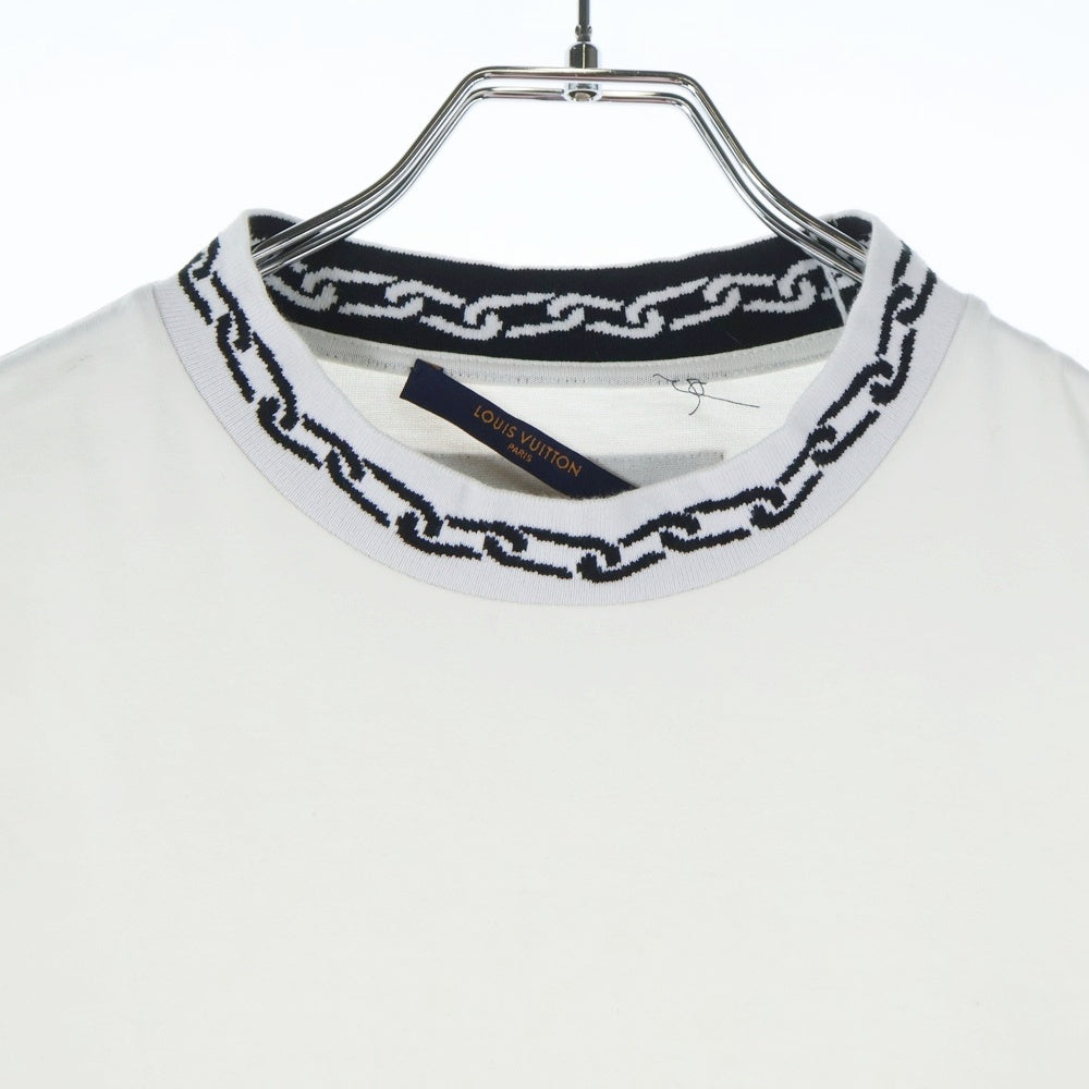 LOUIS VUITTON(ルイヴィトン) 20SS ウィズチェーン ジャガードリブ コットン 半袖Tシャツ カットソー ホワイト RM201M NPG HIY01W