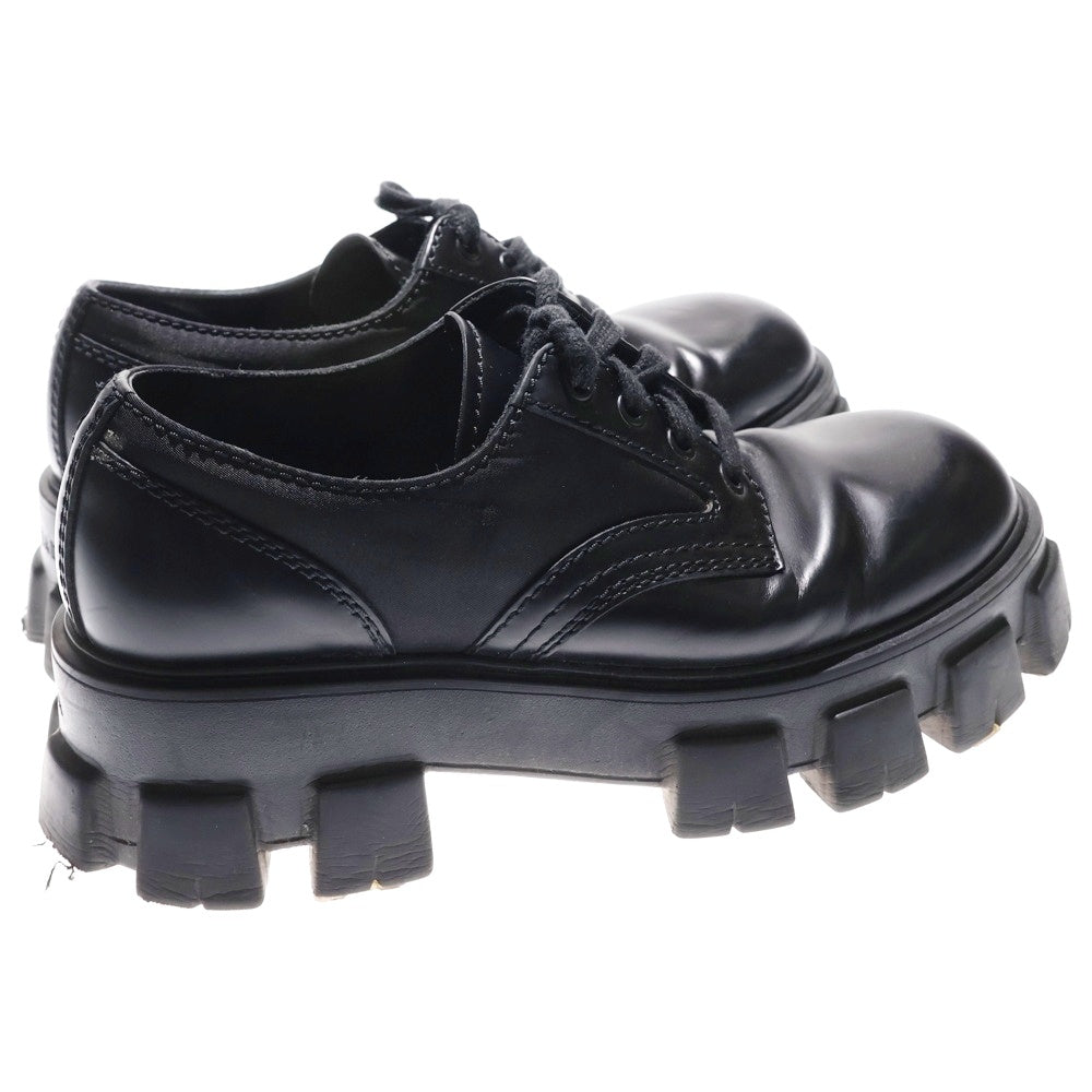 PRADA(プラダ) MONOLITH Re-nylon LACE-UP SHOES モノリス リナイロン レースアップ プレーントゥ レザーシューズ ローカットスニーカー ブラック 2EE342