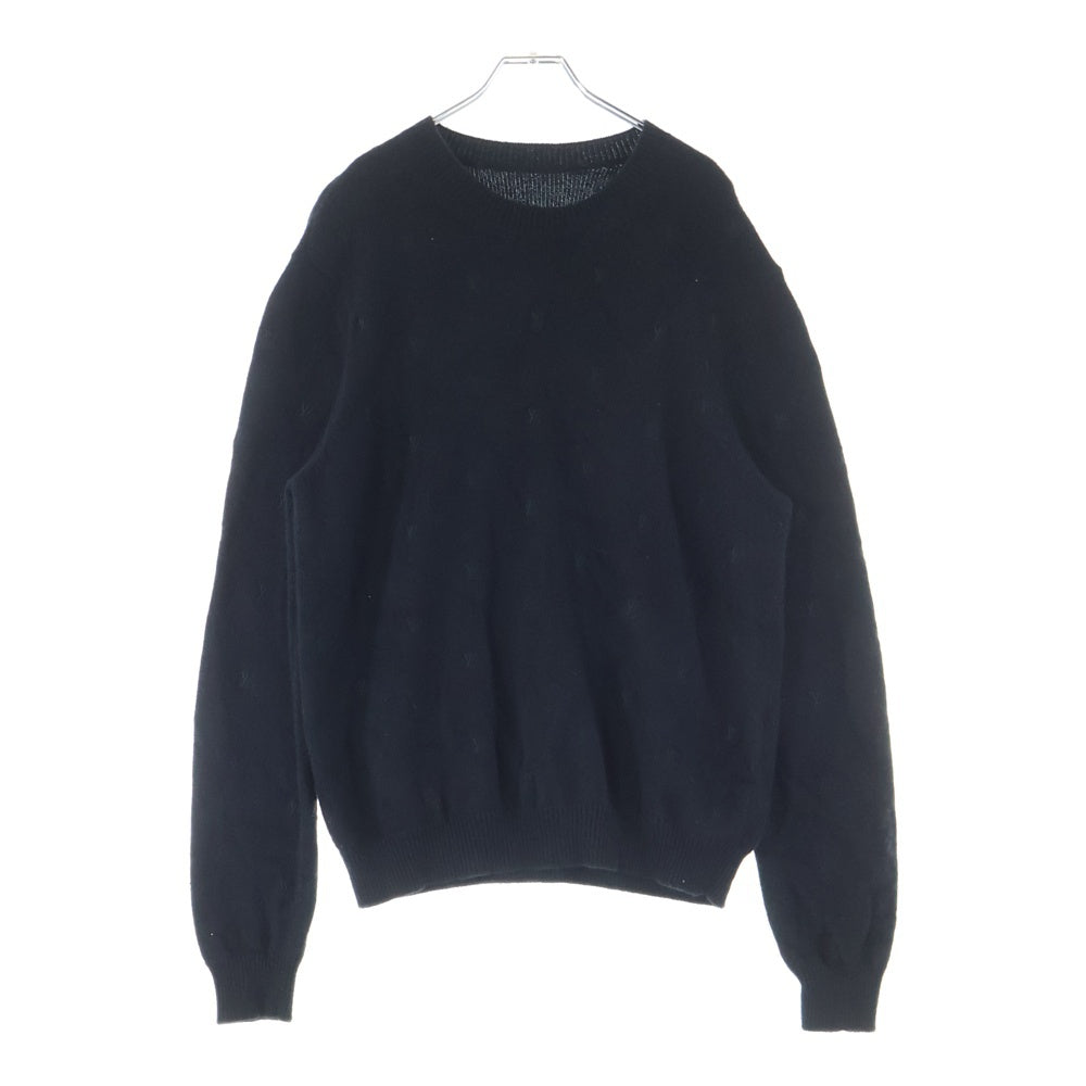 LOUIS VUITTON(ルイヴィトン) 24SS エンブロイダードシグネチャー LVロゴ ウール クルーネック ニットセーター ブラック RM241 H56 HQN86W