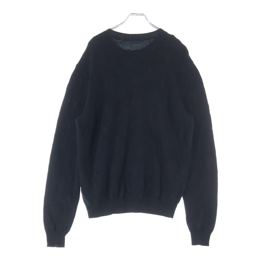LOUIS VUITTON(ルイヴィトン) 24SS エンブロイダードシグネチャー LVロゴ ウール クルーネック ニットセーター ブラック RM241 H56 HQN86W