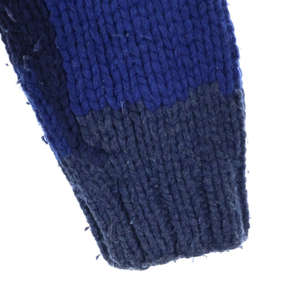 1 PIU 1 UGUALE 3(ウノピゥウノウグァーレトレ) SHAWL CARDIGAN BIG CAMO ビッグカモ カウチンニット ショールカーディガン ブルー MRK004