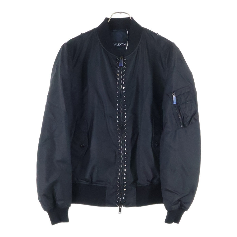 VALENTINO(ヴァレンティノ) Rockstud Untitled Bomber Jacket MA-1 ロックスタッズ ナイロン ジップアップ ジャケット ブルゾン ブラック MV3CI1602KP