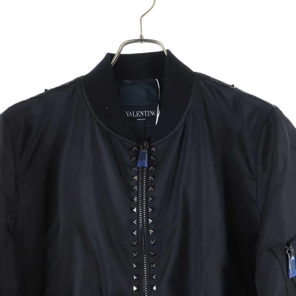 VALENTINO(ヴァレンティノ) Rockstud Untitled Bomber Jacket MA-1 ロックスタッズ ナイロン ジップアップ ジャケット ブルゾン ブラック MV3CI1602KP