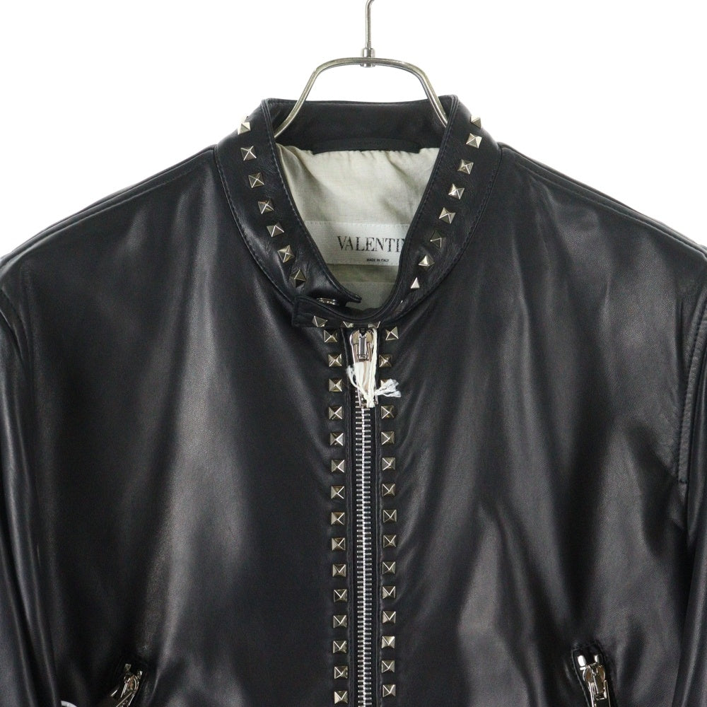 VALENTINO(ヴァレンティノ) ロックスタッズ レザー シングル ライダースジャケット ブラック NV3NA71P2AD