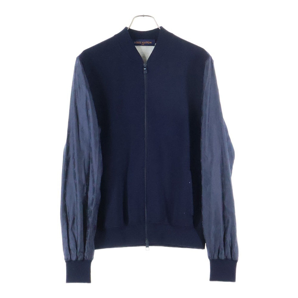 LOUIS VUITTON(ルイヴィトン) 18AW モノグラム ナイロン切替 ウール ニット ジップアップ ジャケット ブルゾン ネイビー RM182M GVN HFN03W