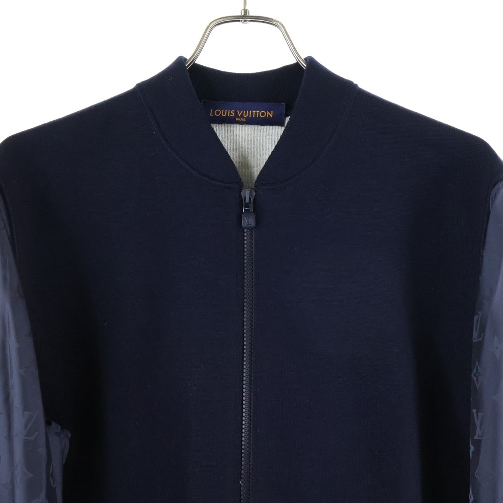 LOUIS VUITTON(ルイヴィトン) 18AW モノグラム ナイロン切替 ウール ニット ジップアップ ジャケット ブルゾン ネイビー RM182M GVN HFN03W