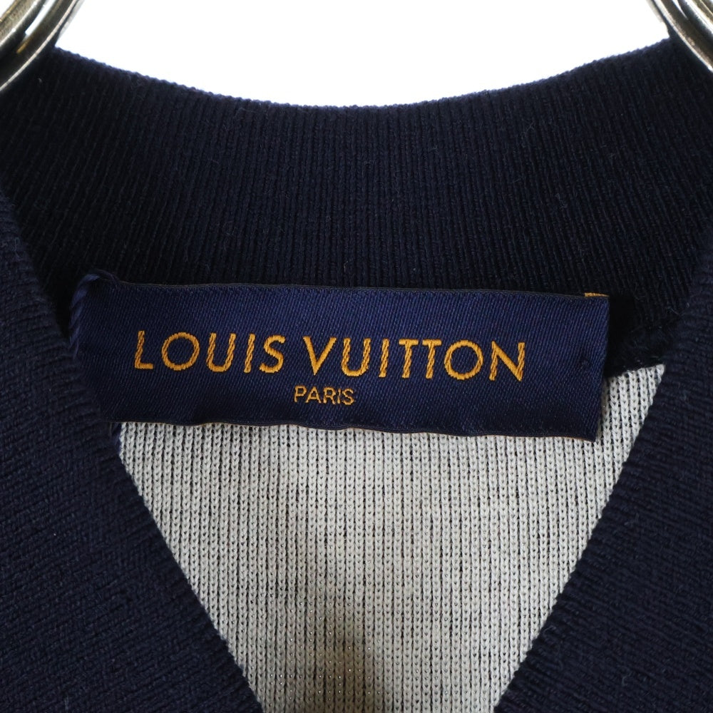 LOUIS VUITTON(ルイヴィトン) 18AW モノグラム ナイロン切替 ウール ニット ジップアップ ジャケット ブルゾン ネイビー RM182M GVN HFN03W