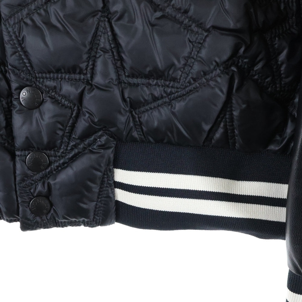 MONCLER(モンクレール) 16AW AUBURN レザー切替 キルティング ナイロン ダウンジャケット ブルゾン ブラック B20914095155 53279