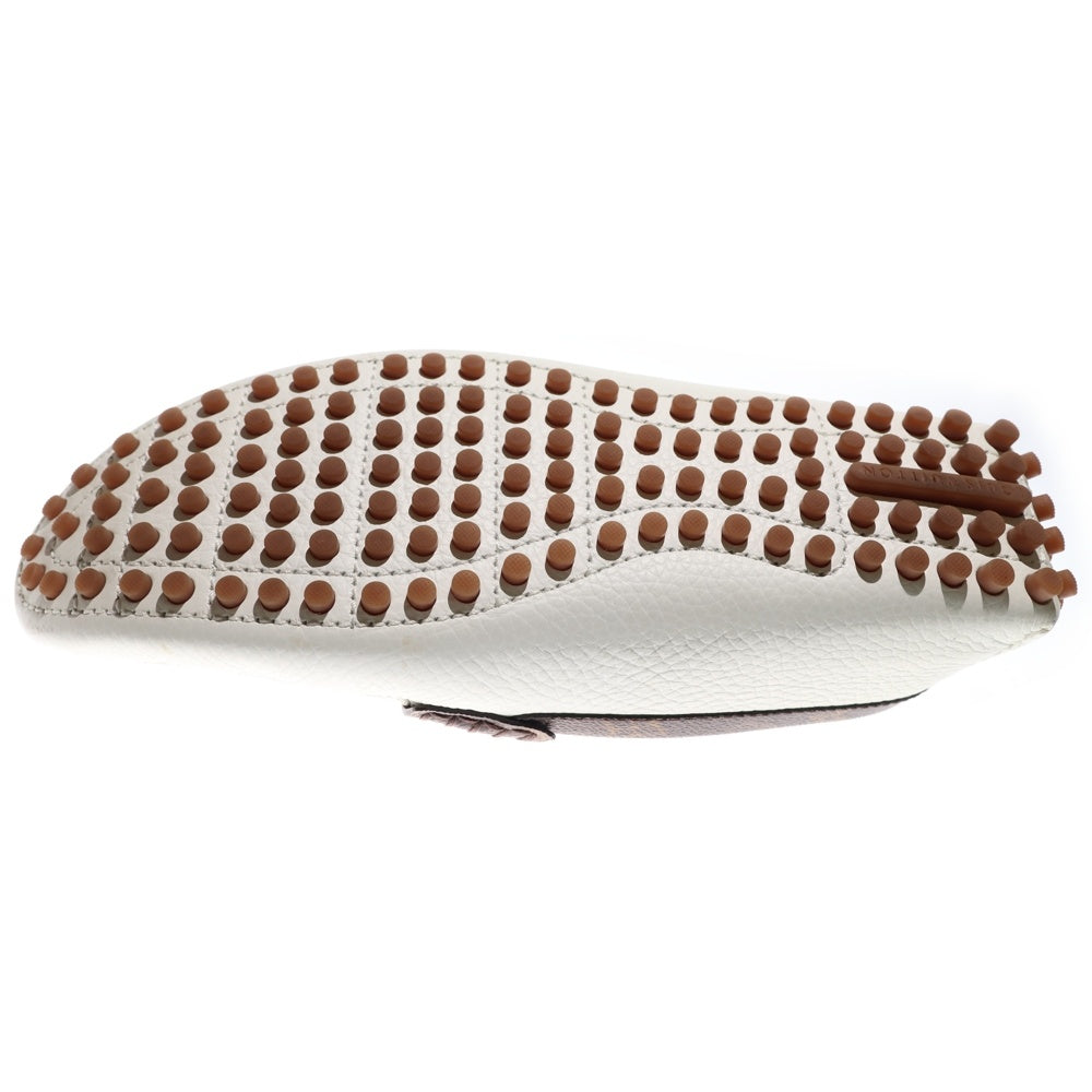 LOUIS VUITTON(ルイヴィトン) モノグラム LVロゴ レザー ローファー ドライビングシューズ ホワイト/ブラウン