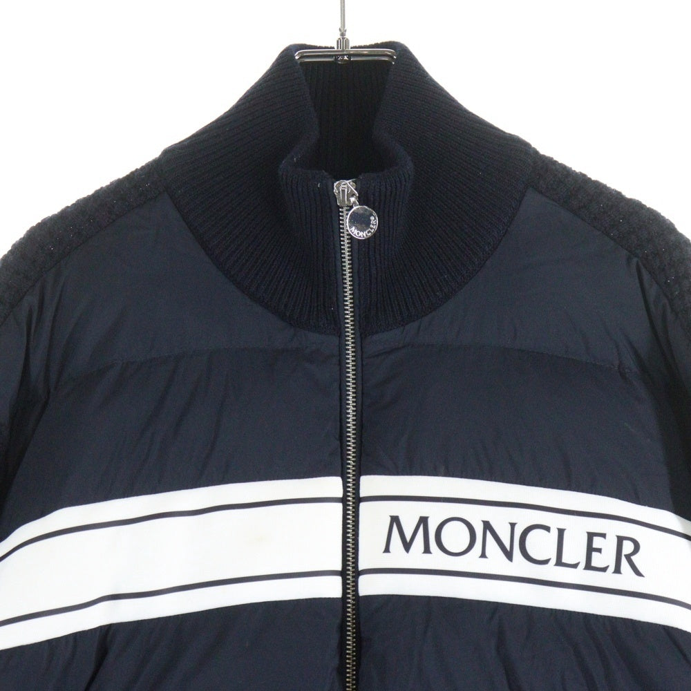 MONCLER(モンクレール) 22AW CARDIGAN TRICOT ナイロン切り替え ジップアップ ニットカーディガン ネイビー H20919B00005 M1131