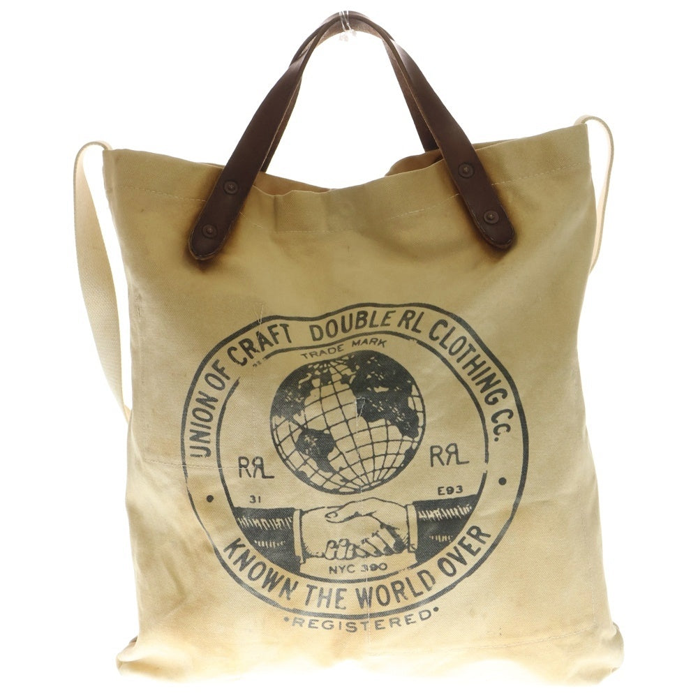 RRL(ダブルアールエル) キャンバス レザーハンドル 2WAY トートバッグ ショルダーバッグ アイボリー レディース