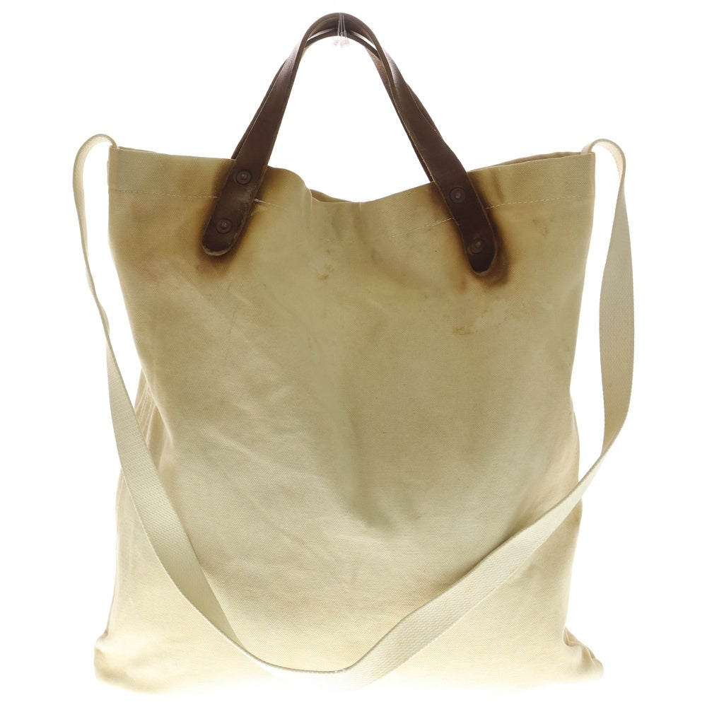 RRL(ダブルアールエル) キャンバス レザーハンドル 2WAY トートバッグ ショルダーバッグ アイボリー レディース