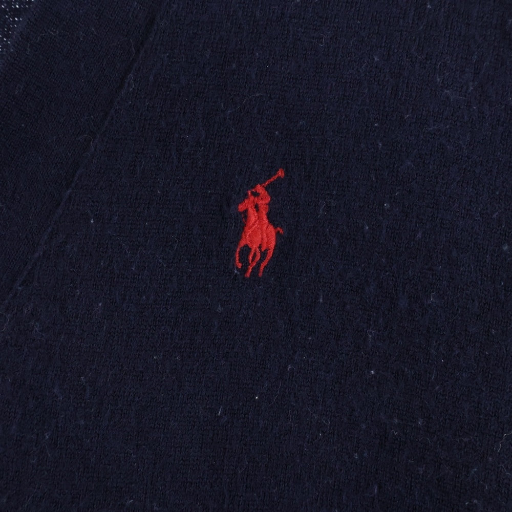 POLO RALPH LAUREN(ポロラルフローレン) ポニー刺繍 ウール Vネック ニット カーディガン ネイビー
