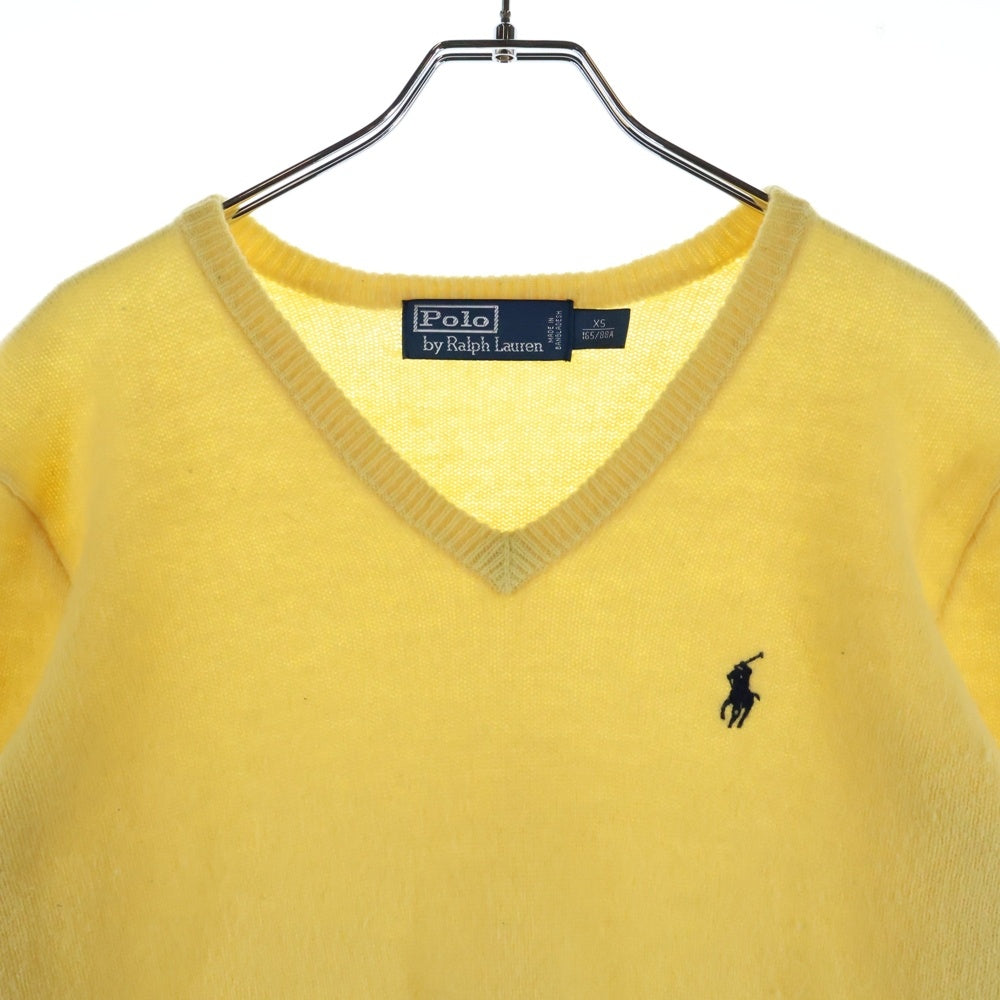 POLO RALPH LAUREN(ポロラルフローレン) ポニー刺繍 ウール Vネック ニット セーター イエロー