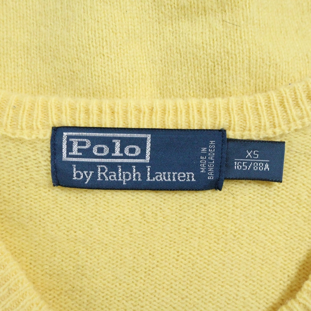 POLO RALPH LAUREN(ポロラルフローレン) ポニー刺繍 ウール Vネック ニット セーター イエロー